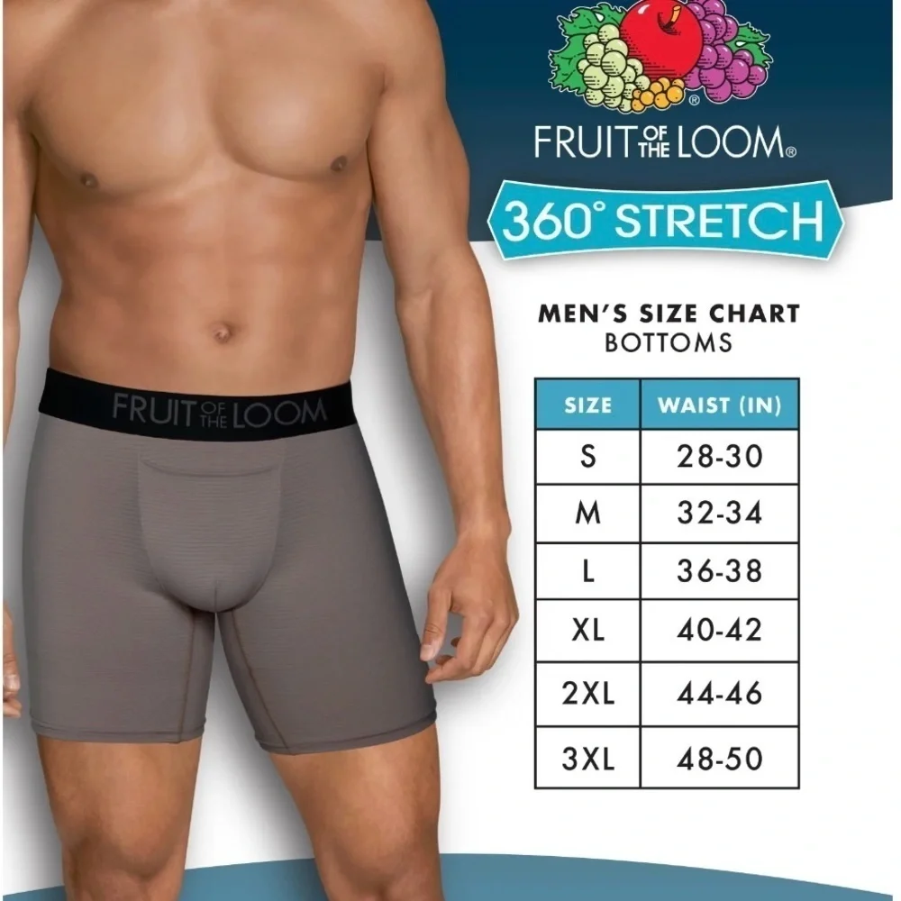 Fruit of the Loom Men's 360 Stretch Performance Boxer Briefs